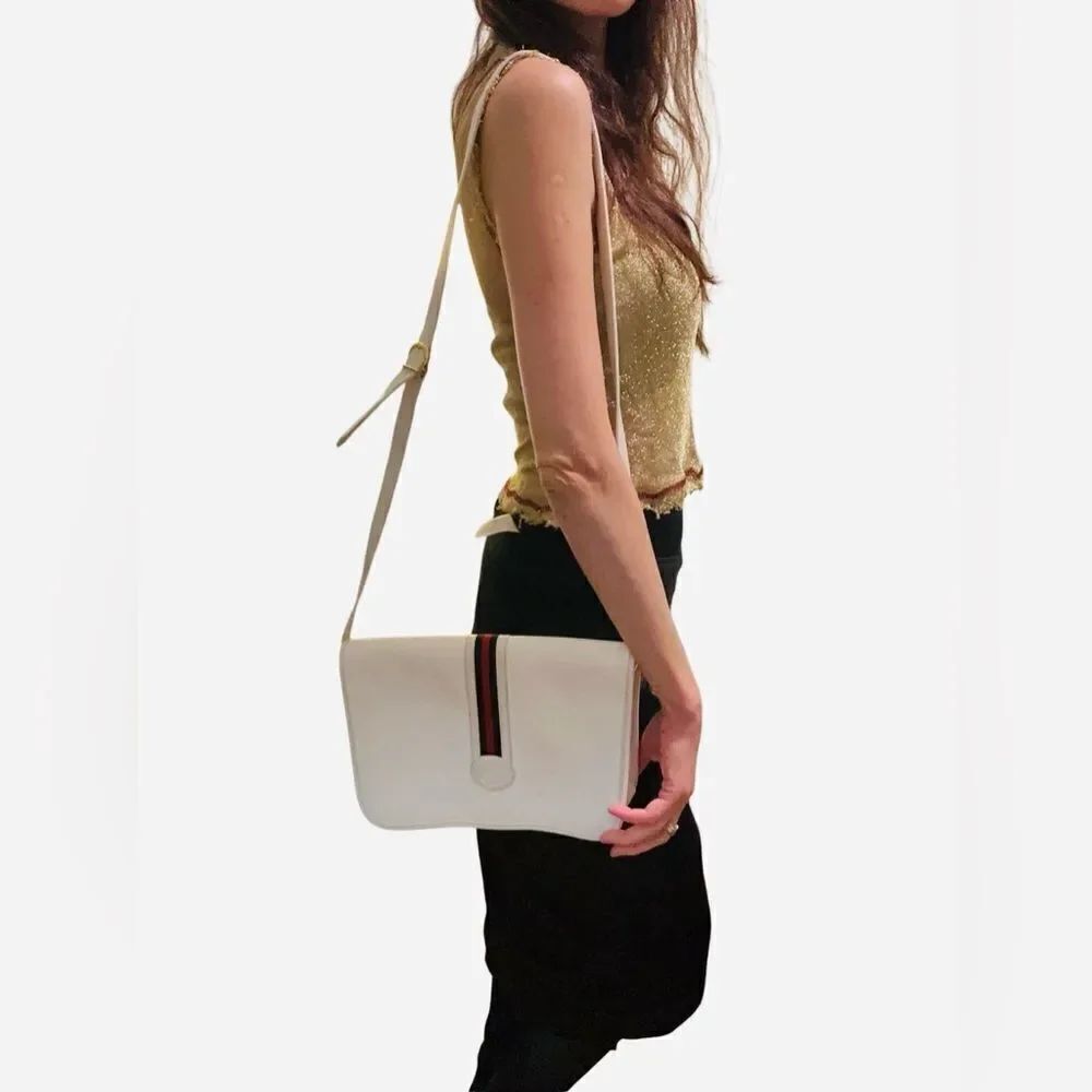 Gucci white Gg coated canvas crossbody shoulder bag